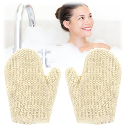 Yuiturt 2 Stück Peeling Handschuh, Sisal Duschhandschuh, Peelinghandschuh Körper, Massagehandschuhe, Sisal Exfoliating Gloves für Die Anwendung