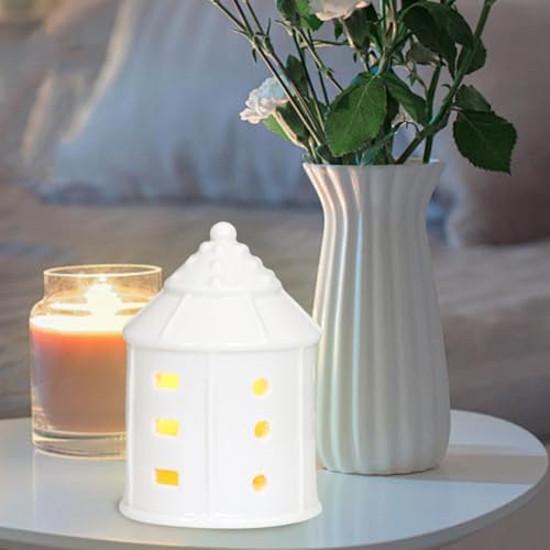 Casas Iluminadas,Casas Decorativas Iluminadas, Luz LED para mesa de cerâmica, Ilumine a pequena casa