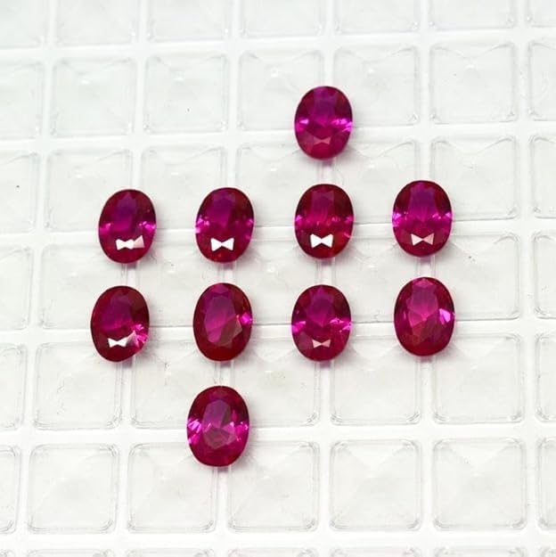 Natural Burmese Red Ruby Oval Cut Faceted Loose Gemstone for Jewellery Making Perfect Gift for Anniversary - 10 Pcs Lot