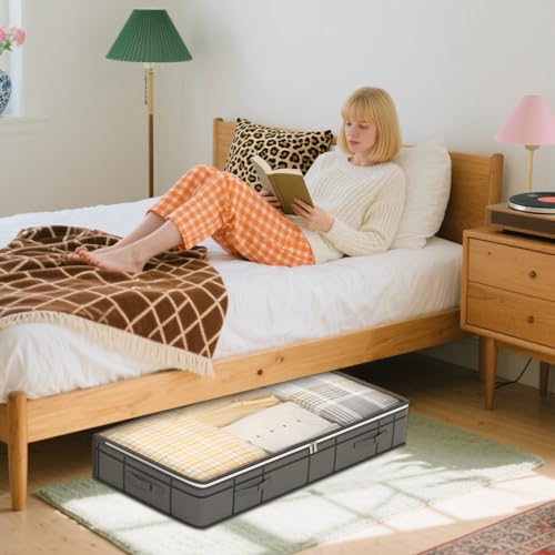 Cajones bajo cama de 90L para organizar edredones con ventana superior visible 3