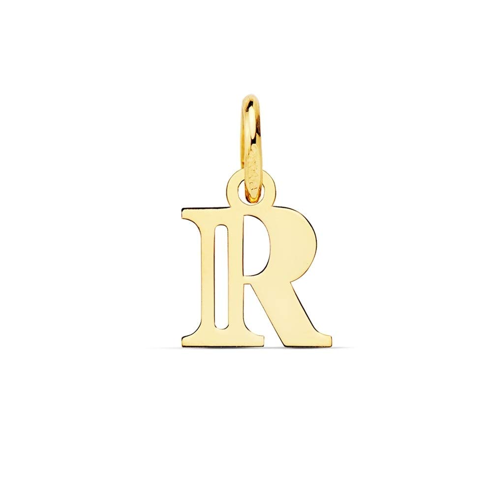 Colgante oro 18k letra R mayúscula joya inicial calada fina de 11mm 3