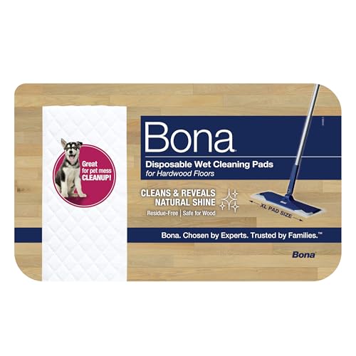 Bona Hardwood Floor Disposable Wet Cleaning Pads - 12 cleaning pads per pack - unscented - Use with Bona Mops - Residue-Free Floor Cleaning Solution for Wood Floors