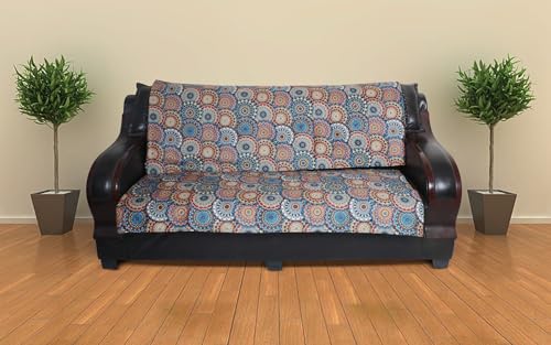 Image of 7 Seater Sofa Cover | Universal Non-Slip Fully Covered Protector for 3+2+2 Sofa Set | Durable Slipcover for Living Room Mandala Burst (Multicolor Bliss)
