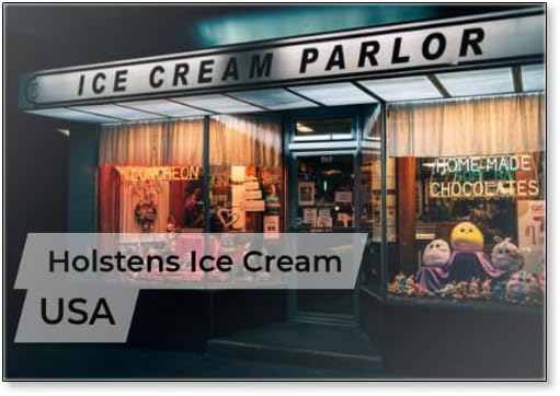 Holstens Ice Cream, Chocolate & Restaurant Vintage Sign at Night, Bloomfield, New Jersey, Fridge Magnet