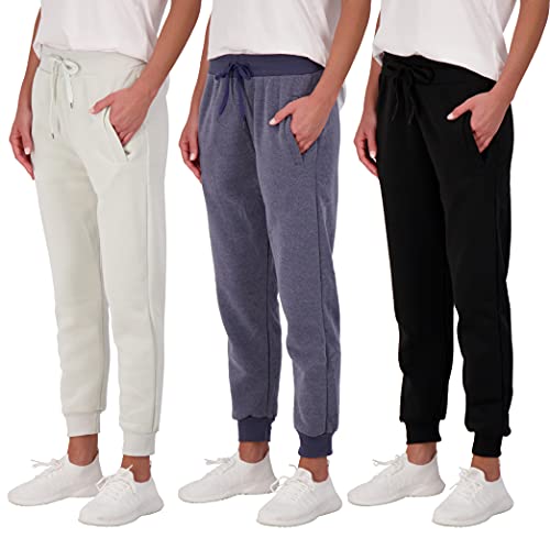 3 Pack: Womenâ€™s Fleece Jogger Running Bottoms Comfortable French Terry Running Sports Soft Yoga Outdoors Lounge Active Essentials Ladies Warm Sweat Pants Casual Athletic Camo Pockets - Set 2, L