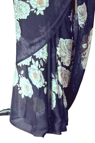 Image of MIRCHI FASHION Women Saree Floral Printed Chiffon | Breathable Lightweight Summer Sari for Office and Daily Use with Unstitched Blouse (Available in 20 Styles)