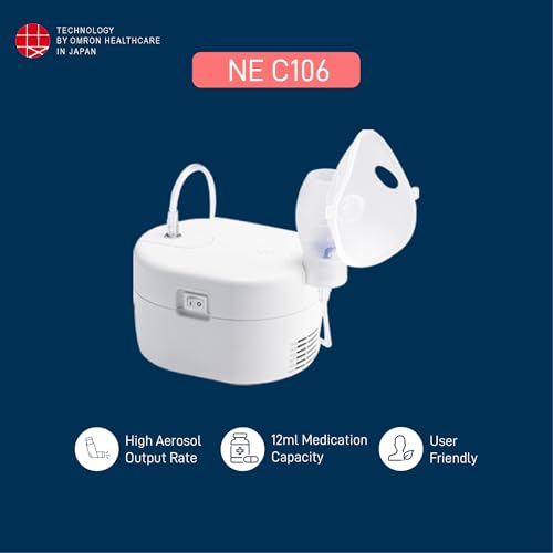 Omron Ultra Compact & Low Noise Compressor Nebulizer NEC-106 For Child & Adult White (Image - 2)