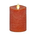 Luminara Flameless Candle LED Pillar Chalky Burnt Orange Finish - Real Wax Melted Top Unscented, Remote Ready, Timer (3 x 4.5 inch)