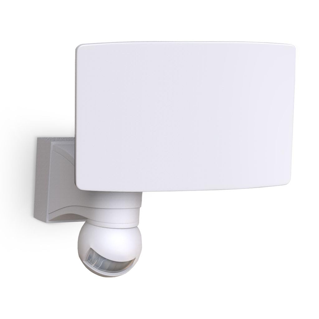 B.K.Licht Faro LED esterno con sensore di movimento e crepuscolare, luce bianca naturale 4000K, luce di sicurezza con accensione automatica, 20W, IP44, lampada da parete, faretto bianco, 230V