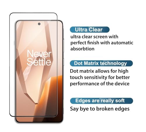 Image of HD Tempered Glass Screen Protector Compatible for OnePlus 13R 5G with Edge to Edge coverage and Easy Installation kit