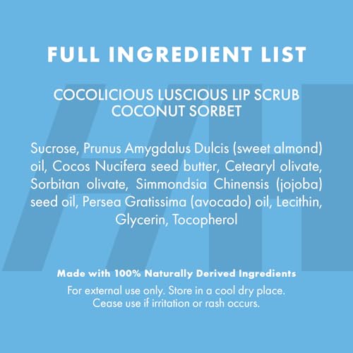 handmade heroes 100 natural lip scrub vegan conditioning coconut exfoliator - gentle exfoliant sugar polish and scrubber for chapped dry lips 1oz coconut sorbet