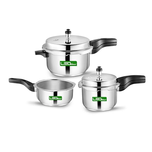 Image of 2L, 3L & 5 Litres Pressure Cooker Combo | Outer Lid | Stainless Steel | Induction & Gas Stove Compatible | ISI Certified | 5 Years Manufacturer's Warranty (2,3,5 litre Combo)