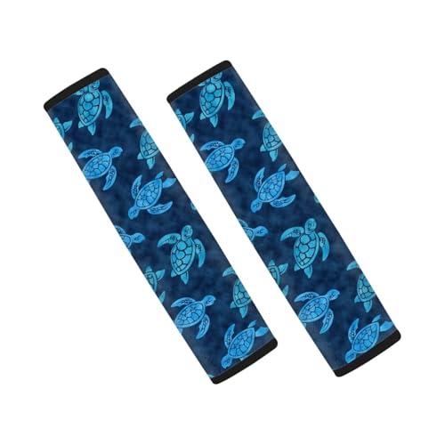 Image of AFPANQZ Blue Sea Turtle Auto Seat Belt Cover Pads for Men Women 2 Piece Safety Seatbelt Pad Cushion Universal Fit for Truck Van Sedans SUVs Bohemian Red Shoulder Strap Pads