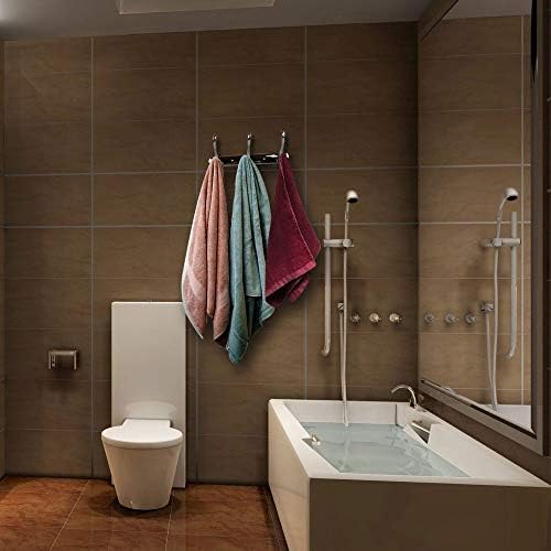 ASelected Stainless Steel Wall Mounted 3 Double Hook Hanger Rail Rack for Coat Hat Clothes Robe Towel Hook Heavy Duty Hanger Rack Holder