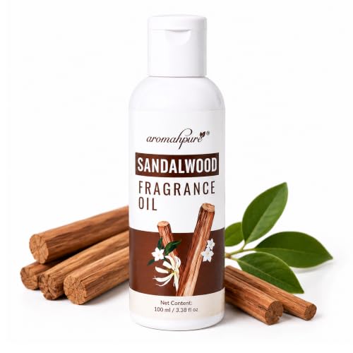 Image of Aromahpure Sandalwood Aroma Oil | 100ml Undiluted & Natural | Long-Lasting Scent for Aromatherapy, Candle & Soap Making, Diffusers, Room Freshener, Humidifier, Bathroom Revitalizer & Home Essentials