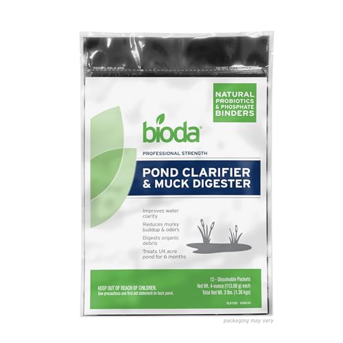 Bioda Pond Clarifier & Muck Cleaner Keeps Ponds Clear Treats 1/4 Acre - 6 Months 12 Packets