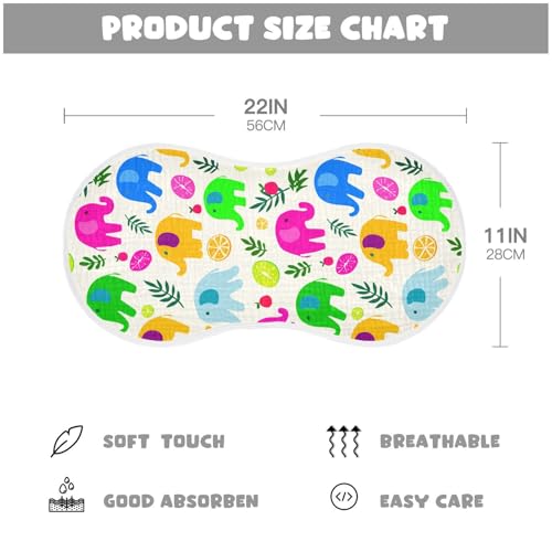 Tropical Elephants Muslin Burp Cloths for Baby 4-Layer Absorbent Cotton Large 22" x 11" Soft Spit Up Rags for Newborns Boys Girls, 1 Pack2