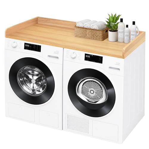 ROYXEN Washer Dryer Countertop, Laundry Countertop Solid Wood, Countertop for All Front-Loaded Washing Machine and Dryer, Extra Room for Laundry Room, Oak