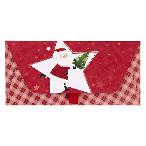 ARTEBENE Weihnachtsumschlag Umschlag für Weihnachten Geschenkumschlag Merry Christmas Gutscheine Verpackung Geldgeschenke Geschenkgutschein Santa Weihnachtsmann Rot Cover
