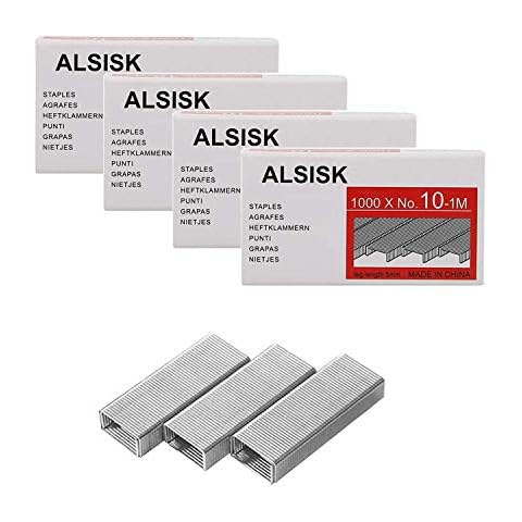 Alsisk Pack of 4000PCS No.10 Mini Staples(Smaller Than Standard Staples) .Silver Cover