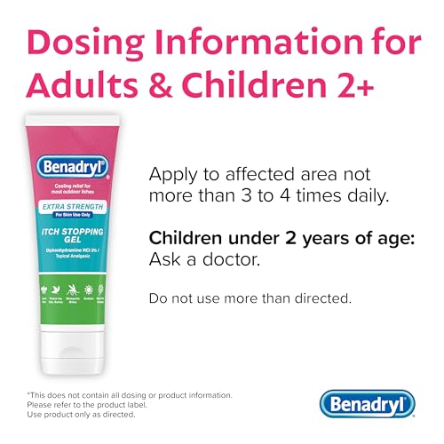 Image of Benadryl Extra Strength Anti Itch Relief Gel, 2% Diphenhydramine HCl, Relief from Insect Bites, Sunburn & More, Great for Camping Essentials, 3.5 fl oz (Pack of 2)