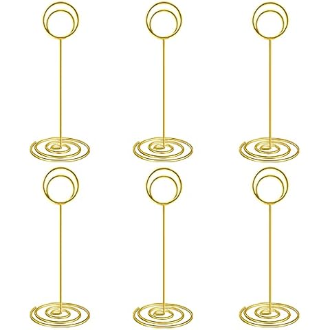 10 Pack 8.75 inch Tall Table Number Holder Place Card Holder Table Picture Holder Wire Photo Holder Clips Picture Memo Note Photo Stand (Gold) Cover