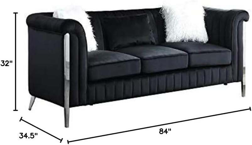 Chiatura 2 Pieces Sofa Set Covered with Black Velvet