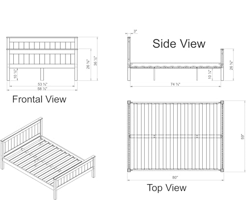 Harmony Full Wood Platform Bed, Dove Gray - Sturdy Pine with Wide Plank Headboard and Footboard, Side Rails Included, Mattress Compatible with Slats or Bunkie Board - Ideal for Kids Bedroom