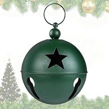 YIYA Big Christmas Jingle Bells Decorations Green Giant Iron Christmas Ball 9.4x12.2 Inch Jingle Bell Yard Decor for Xmas Holiday Tree Doorway Home Garden Decor