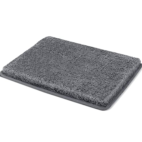 Alfombra de baño, 40X60cm Pulgadas, Antideslizante, Extra Suave y Absorbente, Lavable a máquina, alfombras de Felpa bañera, Ducha y Cuarto de baño, Gris