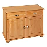 IDIMEX Apothekerkommode Anrichte Colmar, Kiefer massiv gebeizt gewachst mit 2 Schubladen und 2 Türen inklusive 1 Einlegeboden