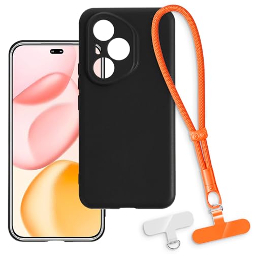 OAGELIM 2-in-1�ی�P�[�X�ƃ��X�g�X�g���b�v Huawei Honor 400 Pro 5G Global �Ƃ̌݊������� ���O���\�ȃ��j���[�h�t���d�b�J�o�[�A����~�ߕ����h�~�O���b�v�n���h�� (�u���b�N + �I�����W)