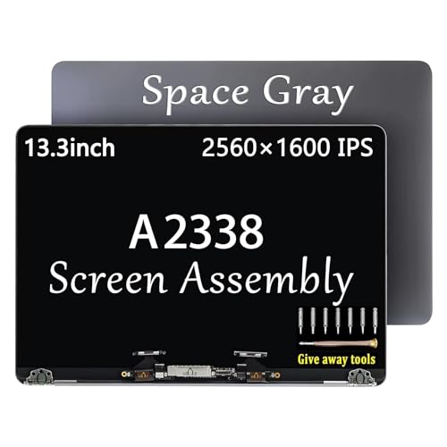 GBOLE A2338 M1 M2 Screen Replacement for MacBook Pro Retina A2338 M1 M2 EMC 3578 MYD83 MYD92 MYDA2 MYDC2 MYD83LL/A MYD92LL/A MYDA2LL/A MYDC2LL/A Full LED LCD Screen Display Assembly Grey