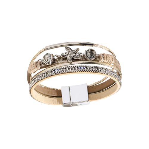 [�C���X�N] Breathable Artificial Leather Shell Wristband with Unique Marine Themed Sea Star Pattern Detailing Wristband