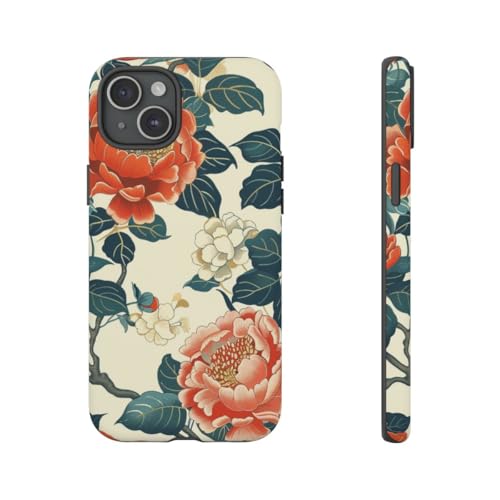 Coque iPhone 15 Plus pivoines mate contre rayures et chocs