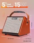 Leo Jaymz 15W Portable Guitar Amplifier with BT Connection, Rechargeable Battery, Tone Control, Headphone Jack, and Versatile Sound Customization for Practice and Performance