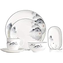 Dinnerware Sets - Luxury Dishes Service Set, Chinese Bone China Tableware Set, Service for 1 People, Kitchen Dinner Serving, White,