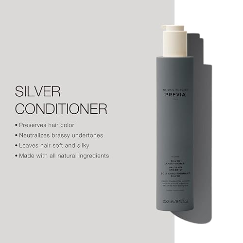 Miniatura 2 de PREVIA Acondicionador rubio plateado para cabello rubio, gris y blanco, neutraliza el cobrizo, mejora los tonos rubios fríos, protege el color,