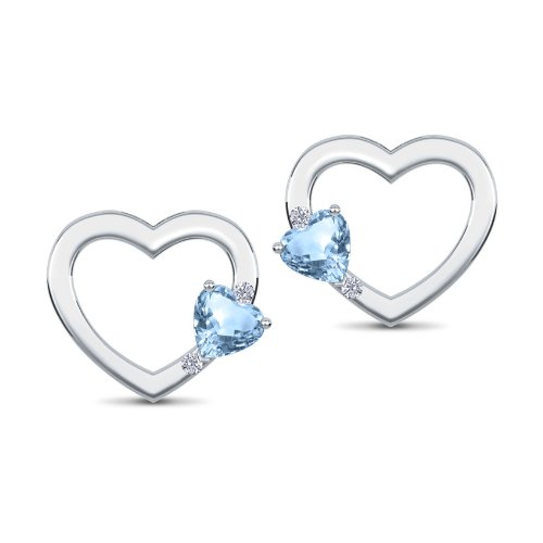 CaratLane Heart Cluster 18k White Gold and Diamond Stud Earrings