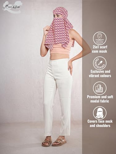 Image of Multipurpose Mask Cum Scarf for Women Cotton I Face Cover for Women I Sun Protection and Summer Wear Scarf