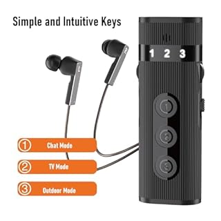 Oreilet Amplificatore per Cuffie, Amplificatore Acustico per Anziani con Cuffie Cablate, Controllo Volume, Audio Personale Dispositivo di Miglioramento Vocale (BLACK)