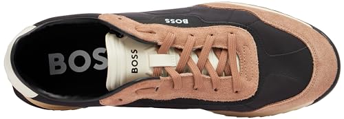 Image of BOSS Men's Zayn Low Profile Suede Leather Two Tone Sneaker