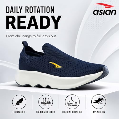 Image of ASIAN Men Wind PRO-08 Casual Wear and Walking Shoes Without Laces for Men & Boys with Upper Mesh Fabric - Lightweight, Comfortable, Breathable, and Perfect for Walking and Daily Use