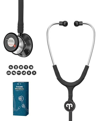 Image of FriCARE Tunable Stethoscope - Dual Head Estetoscopio for Nurses, Doctors | Paramedics, Students, Graphite Tube, Mirror Black Finish Chestpiece