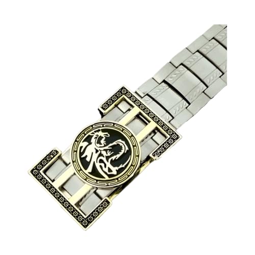 YJSG Metal Belt Men?Stainless Steel Belt Fashion Jeans Punk Goth Dragon Totem Gold Silver Buckle,Gold,130CM/51.2''