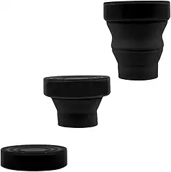Copo Retrátil e dobrável 400ml com tampa - Livre de BPA reutilizável e resistente - COR: PRETO