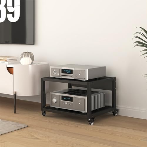 2/3/4/5 Tier Media Stand, Modern AV Cabinet for Audio Video Components, AV Media Stands Audio Rack, With Height Adjustable Wooden Shelves for Gaming, Living, Recording Room ( Size : 2 Tier-50x40x35cm