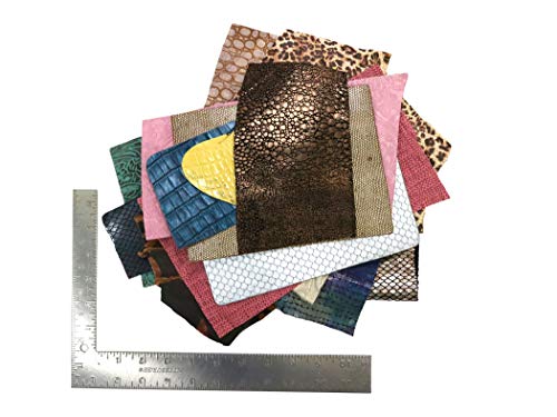 Stonestreet Leather Bright And Colorful One Pound Embossed And Printed Scraps Leather Remnants Earrings, Key Fobs, Small Accessories, Cuff Bracelets #TOP3