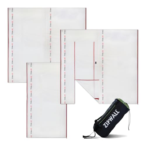 ZipWall ZSMP 9-ft ZipSheet Reusable Barrier Multipack, Include a Carry Bag and ZipSheets with a Combined Size of 25 ft. x 9 ft., White