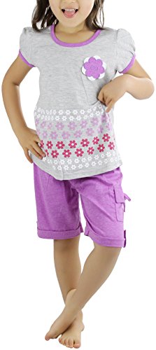 Image of ToBeInStyle Girl's Two Piece Summer Set Cute Tee Top and Matching Shorts Adorable Outfit
